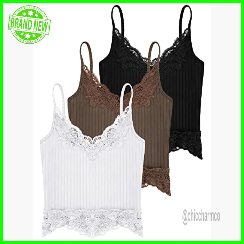3-Pack Lace Patchwork Crop Tops, Backless Halter … - image 6